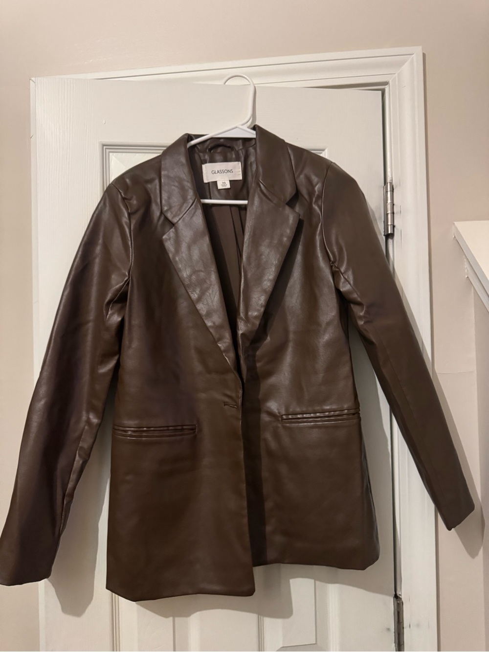 Glassons Chocolate Brown Faux Leather Blazer